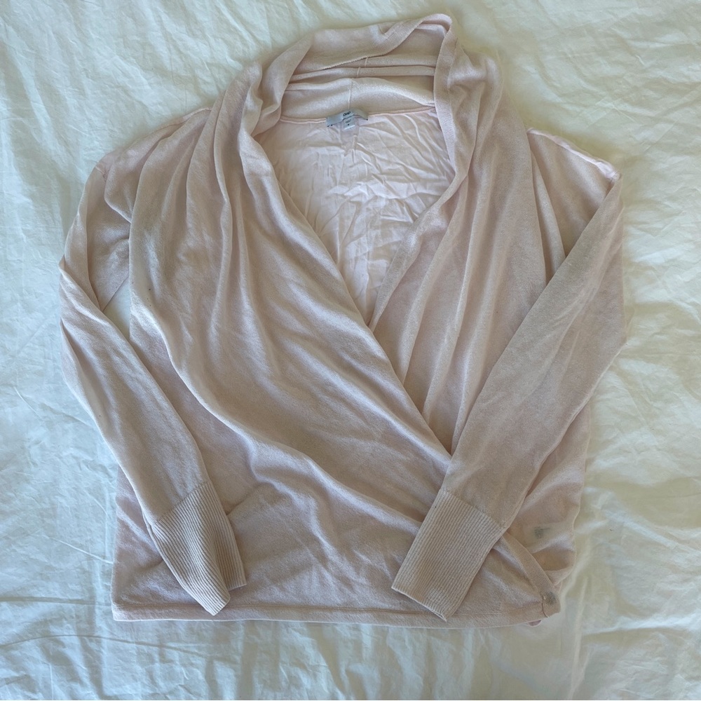 GAP Lightweight Light Pink Cardigan Sweater | Convertible Wrap-front Cowl